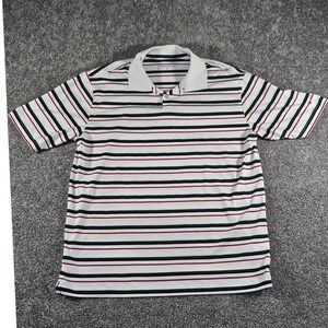 Nike Golf Polo Shirt Mens L White Striped Dri-FIT S/S Preppy Performance